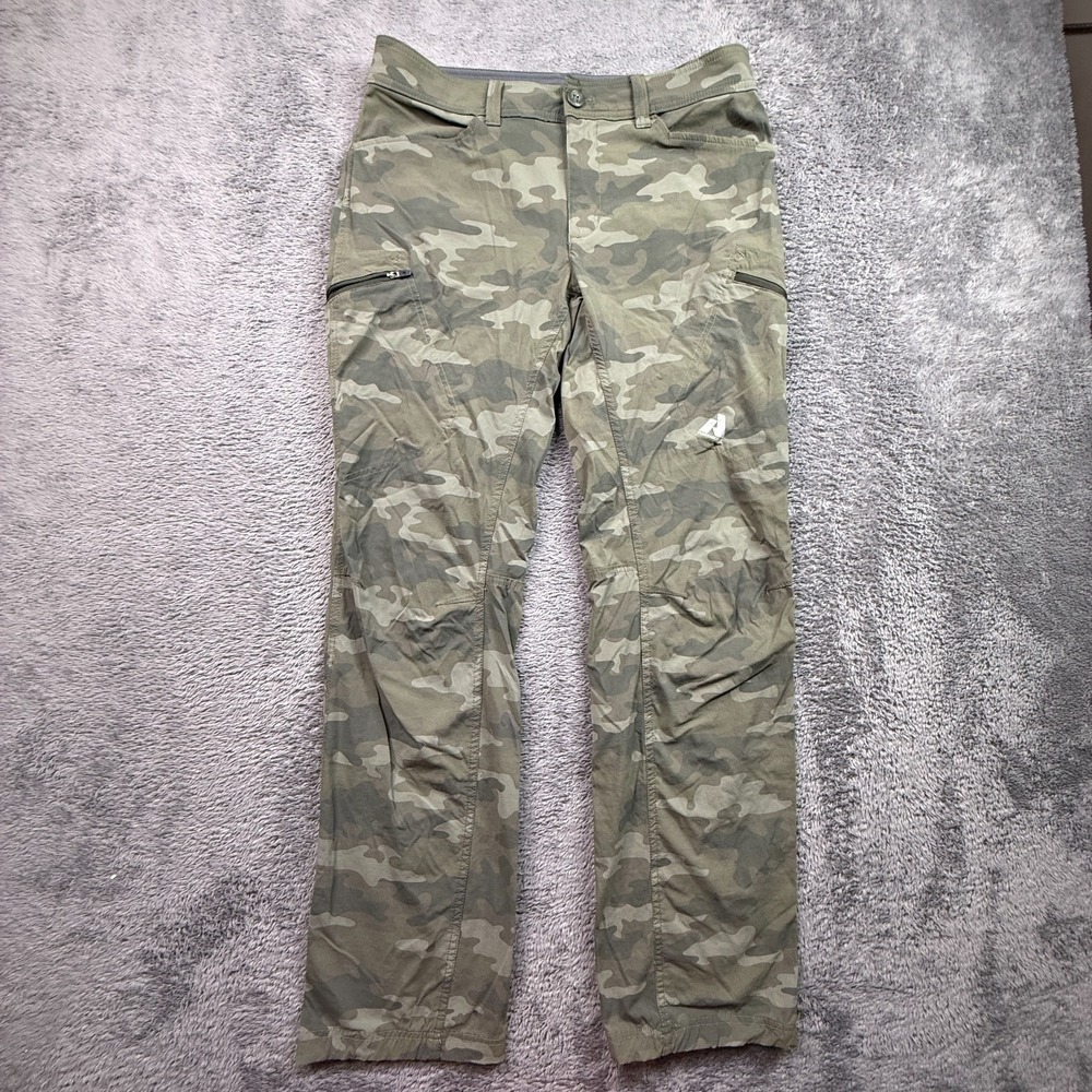 Eddie Bauer First Ascent Camo Cargo Hiking Pants 33x32 Green Nylon Stretch Gorp
